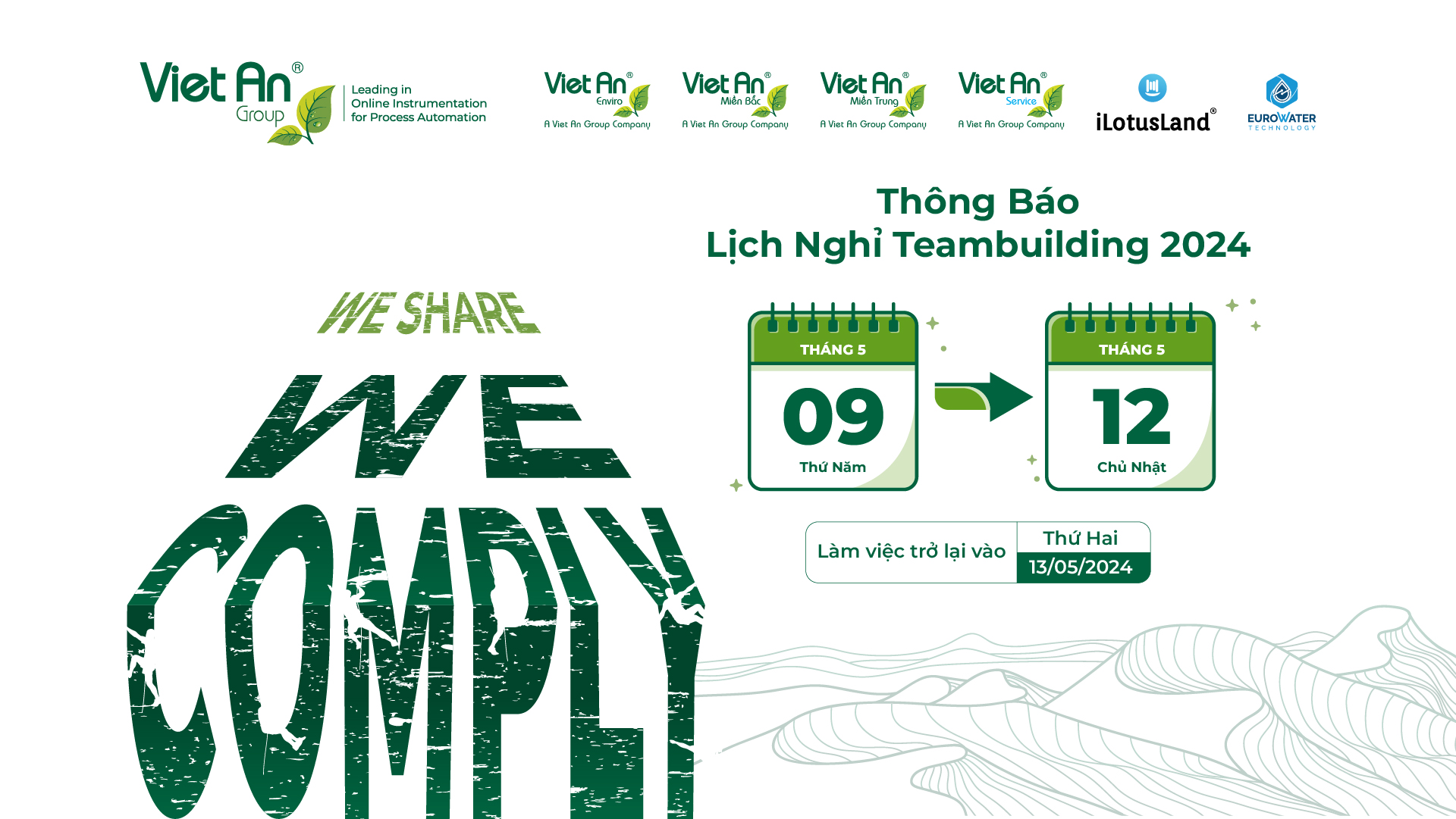 Việt An Group thông báo lịch nghỉ teambuilding 2024