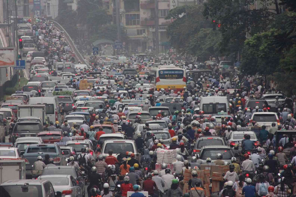 The massive number of motorcycles, motorized vehicles, and cars in operation is one of the major causes of pollution.