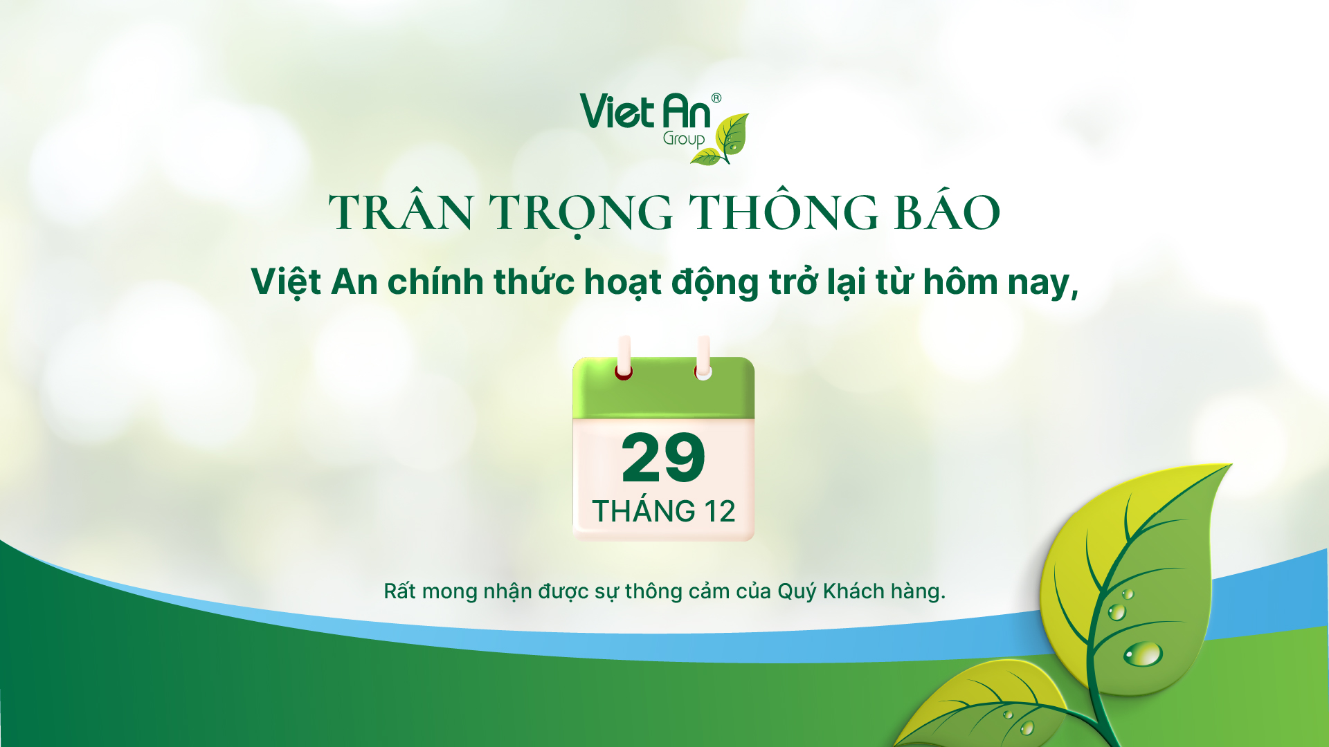 THÔNG BÁO HOẠT ĐỘNG TRỞ LẠI
